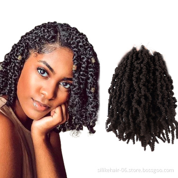 Wholesale 10inches Brown Fluffy Short Curly Passion Crochet Braiding Pre twisted Spring Twist Braids Synthetic Hair Extensions